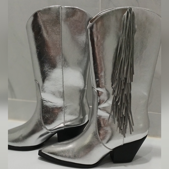 BILLINI Cowgirl Boots ANDE Silver Fringe 🔥❤️🩶 Women's Size 7 NEW - Picture 10 of 16